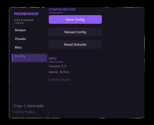 Menu capture, Config tab